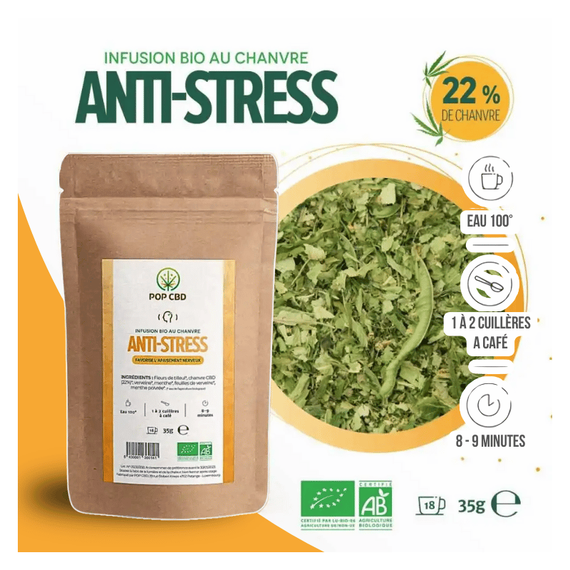 Tisane Chanvre BIO Anti-Stress 35g en vrac | 22% | Pop CBD