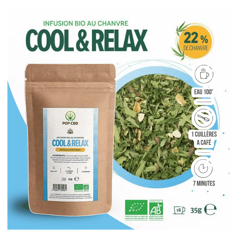 Tisane Chanvre BIO Cool & Relax 35g en vrac | 22% | Pop CBD