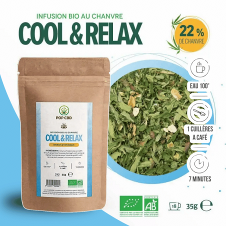 Tisane Chanvre BIO Cool & Relax 35g en vrac | 22% | Pop CBD Tisane Chanvre BIO Cool & Relax 35g en vrac | 22% | Pop CBD