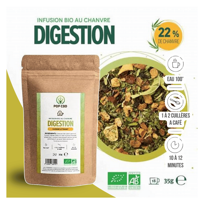 Tisane Chanvre BIO Digestion 35g en vrac | 22% | Pop CBD