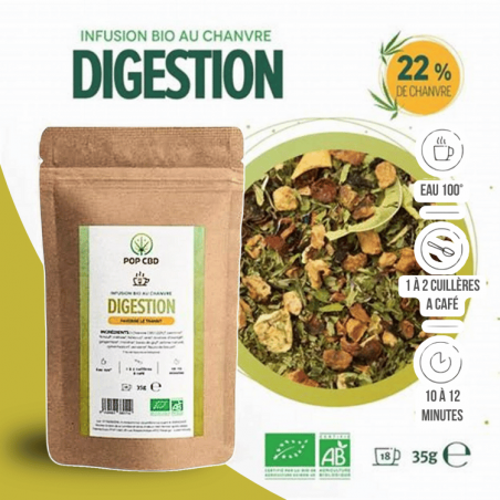 Tisane Chanvre BIO Digestion 35g en vrac | 22% | Pop CBD Tisane Chanvre BIO Digestion 35g en vrac | 22% | Pop CBD