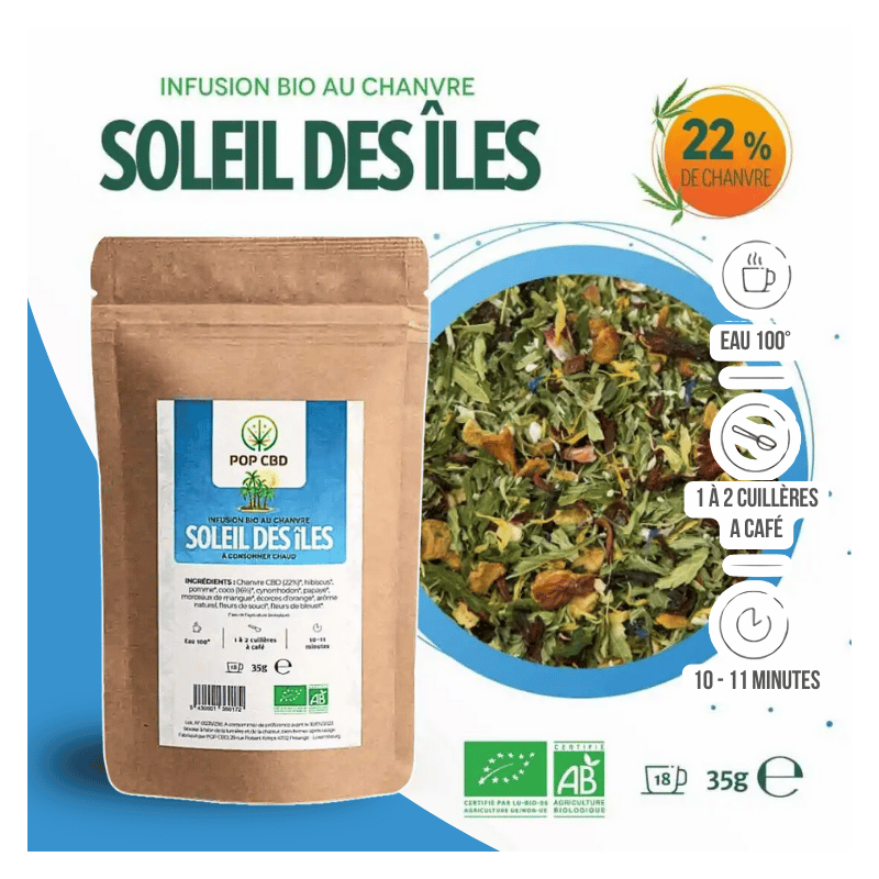 Tisane Chanvre BIO Soleil Des Îles 35g en vrac | 22% | Pop CBD