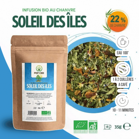 Tisane Chanvre BIO Soleil Des Îles 35g en vrac | 22% | Pop CBD