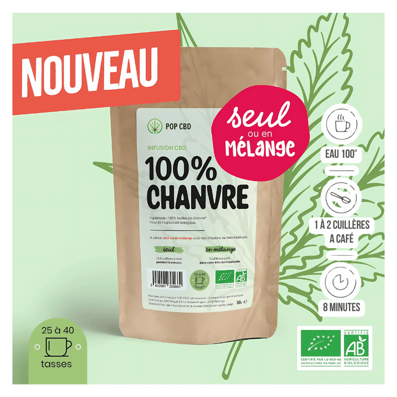Tisane Chanvre BIO 30g en vrac | 100% | Pop CBD