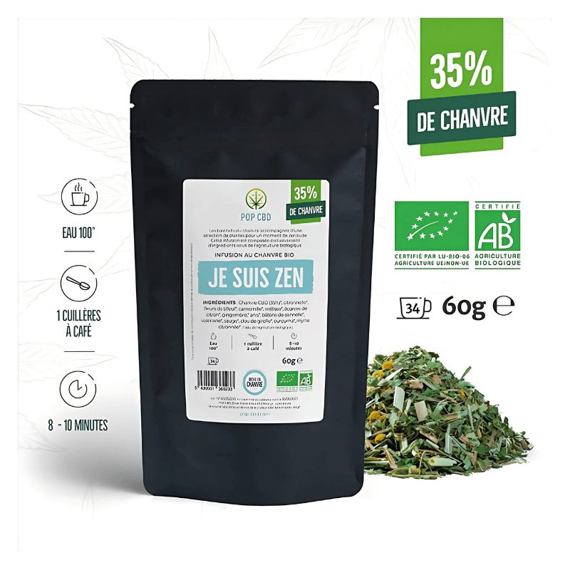 Tisane Chanvre BIO Je Suis Zen 60g en vrac | 35% | Pop CBD