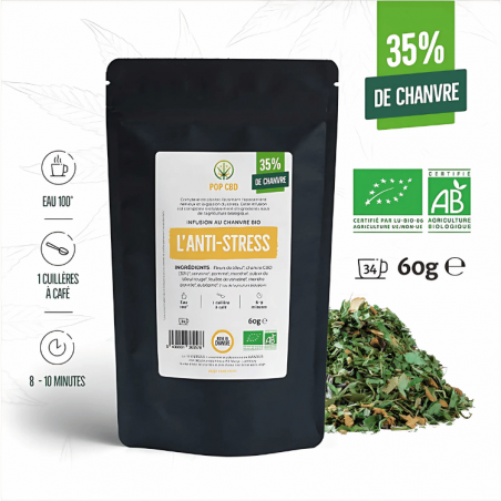 Tisane Chanvre BIO L'Anti-Stress 60g en vrac | 35% | Pop CBD