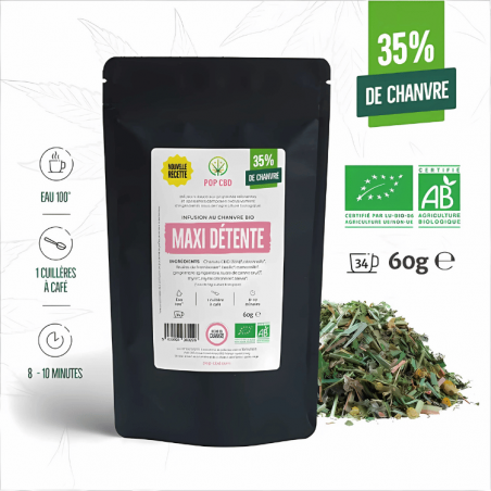 Tisane Chanvre BIO Maxi Détente 60g en vrac | 35% | Pop CBD