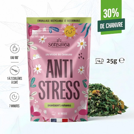 Tisane Chanvre BIO Anti-Stress 25g en vrac | 30% | Sensavea