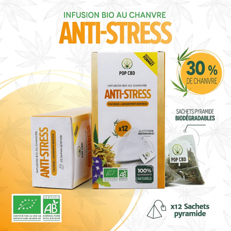 Tisane Chanvre BIO Anti-Stress x12 sachets | 30% | Pop CBD