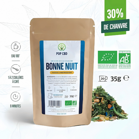 Tisane Chanvre BIO Bonne Nuit 35g en vrac | 30% | Pop CBD