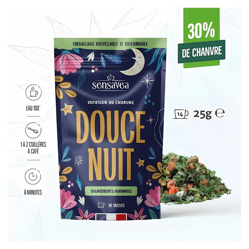Tisane Chanvre BIO Douce nuit 25g en vrac | 30% | Sensavea