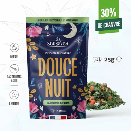 Tisane Chanvre BIO Douce nuit 25g en vrac | 30% | Sensavea