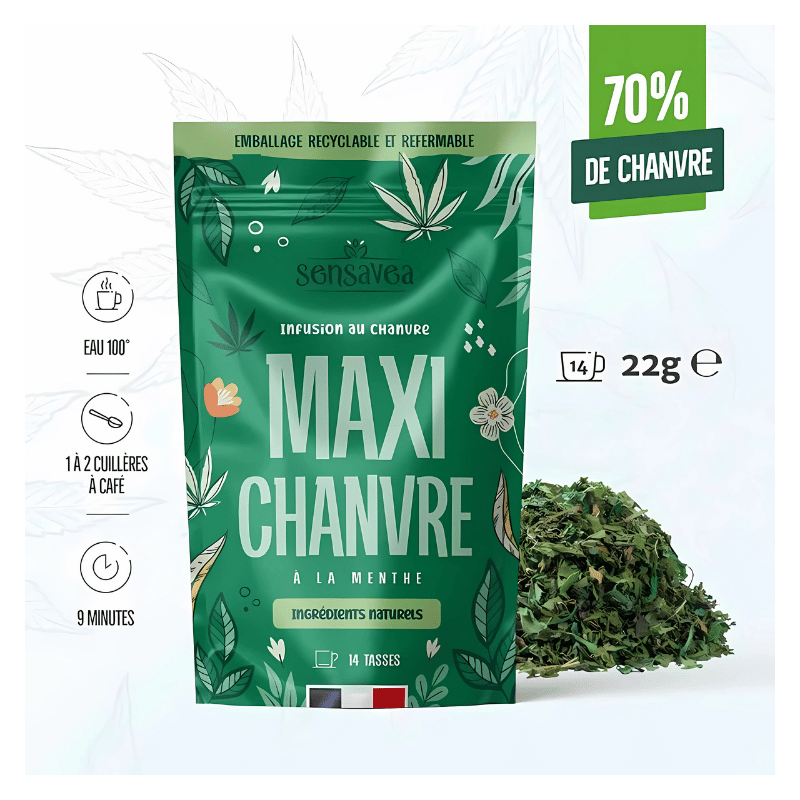 Tisane Chanvre BIO Menthe Maxi Chanvre 22g en vrac | 70% | Sensavea