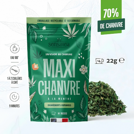 Tisane Chanvre BIO Menthe Maxi Chanvre 22g en vrac | 70% | Sensavea