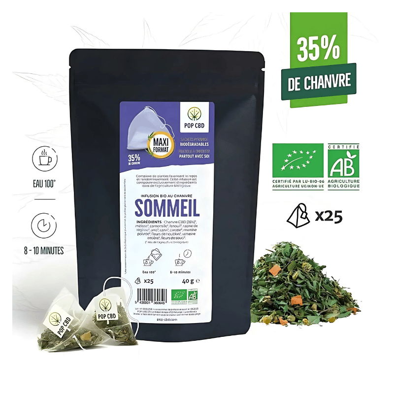 Tisane Chanvre BIO Sommeil x25 sachets | 35% | Pop CBD