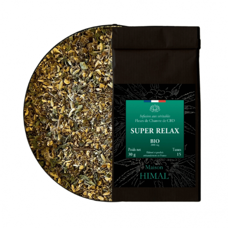 Tisane CBD BIO Super Relax 30g en vrac | 38% | Maison Himal Tisane CBD BIO Super Relax 30g en vrac | 38% | Maison Himal