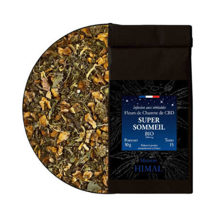 Tisane CBD BIO Super sommeil 30g en vrac | 35% | Maison Himal Tisane CBD BIO Super sommeil 30g en vrac | 35% | Maison Himal