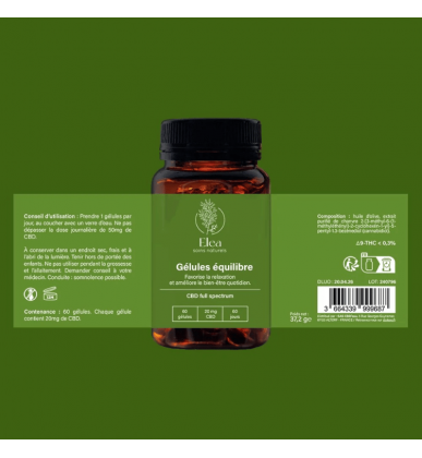 Gélules CBD Équilibre x60 | 20mg | Elea