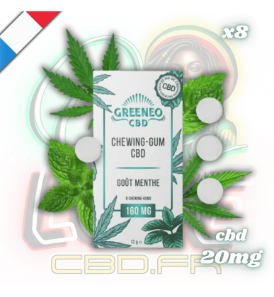 Chewing-gum CBD Menthe x8 | 20mg | Greeneo