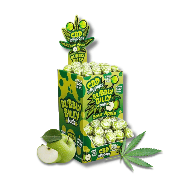Sucettes CBD Sour Apple x100 | 10mg | Bubbly Billy