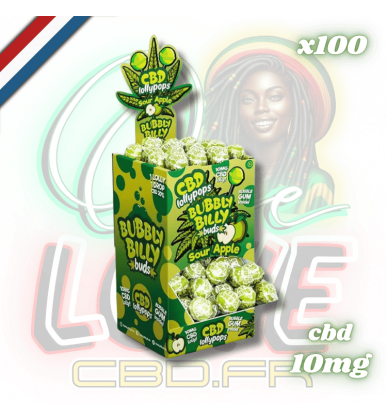 Sucettes CBD Sour Apple x100 | 10mg | Bubbly Billy