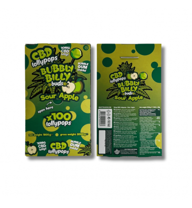 Sucettes CBD Sour Apple x100 | 10mg | Bubbly Billy