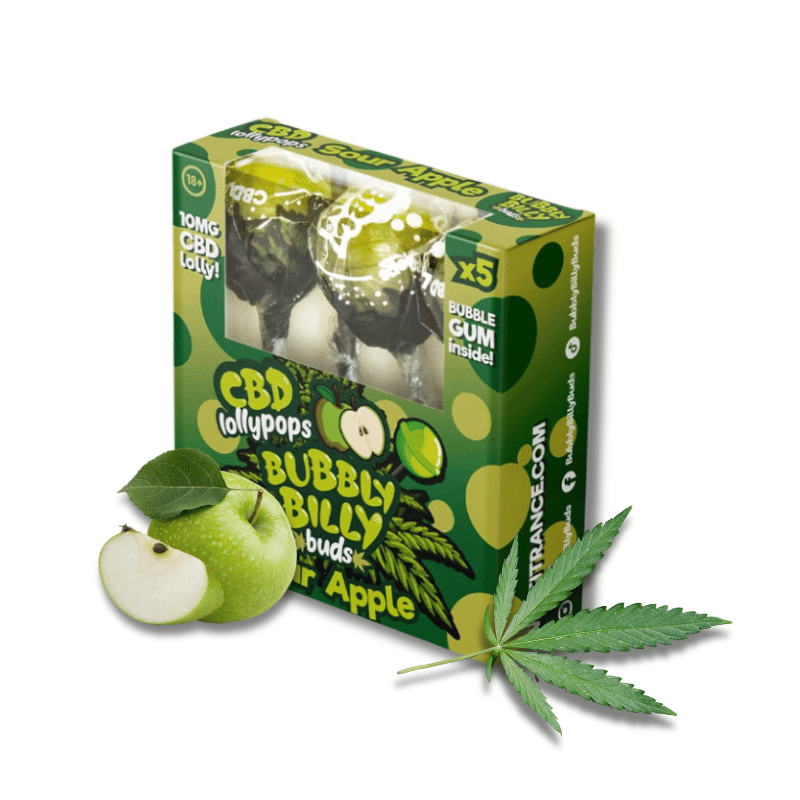 Sucettes CBD Sour Apple x5 | 10mg | Bubbly Billy