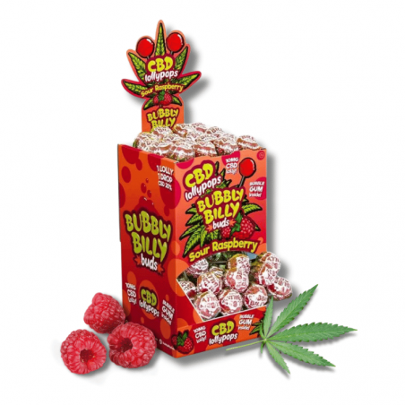 Sucettes CBD Sour Raspberry x100 | 10mg | Bubbly Billy Sucettes CBD Sour Raspberry x100 | 10mg | Bubbly Billy
