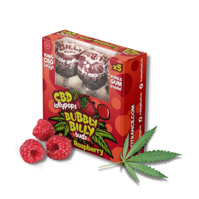 Sucettes CBD Sour Raspberry x5 | 10mg | Bubbly Billy