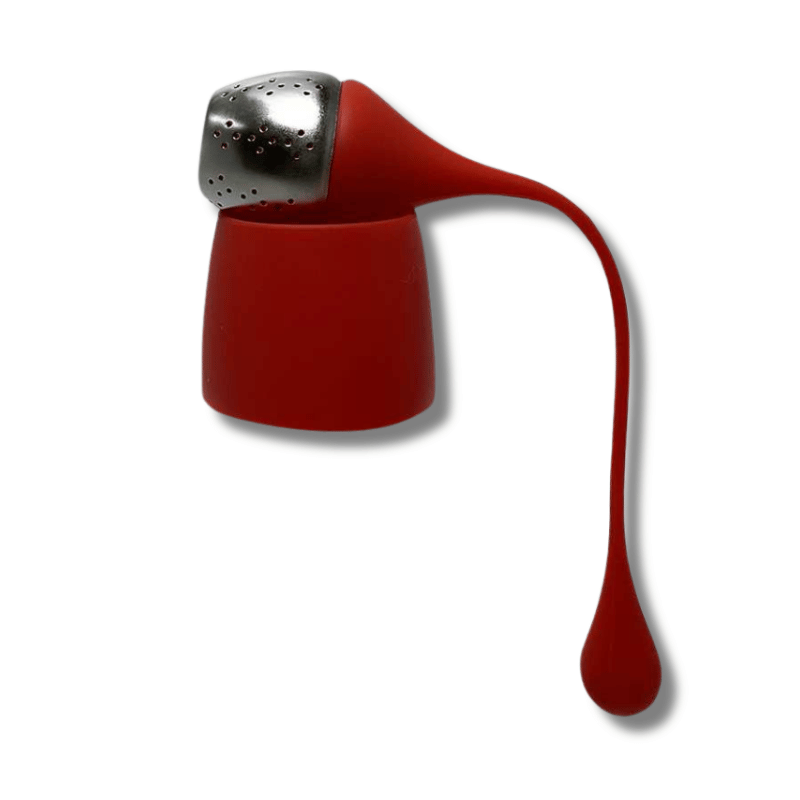 Infuseur boule à thé avec support Rouge | Acier inoxydable et Silicone | 