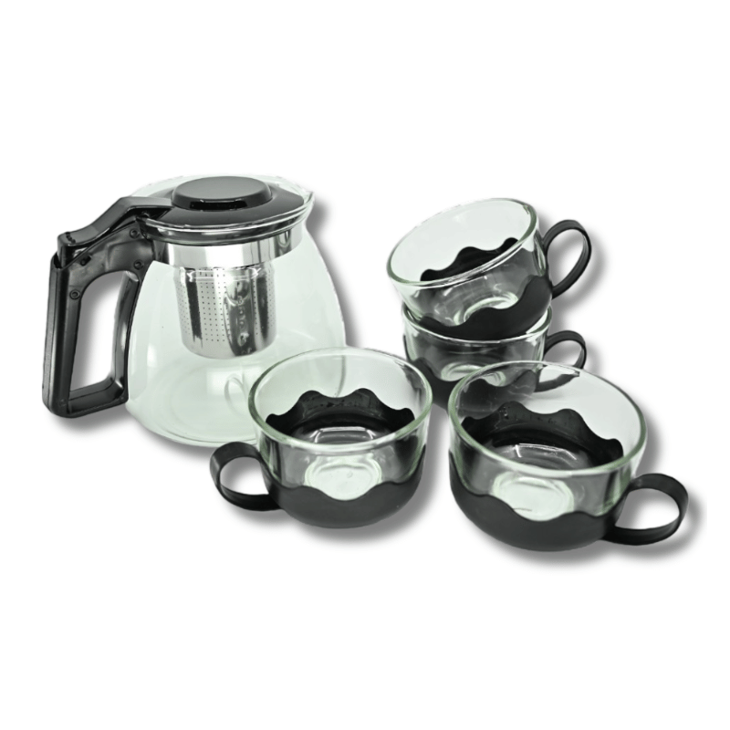 Set d'infusion Théière & Tasses | Verre/Inox | 