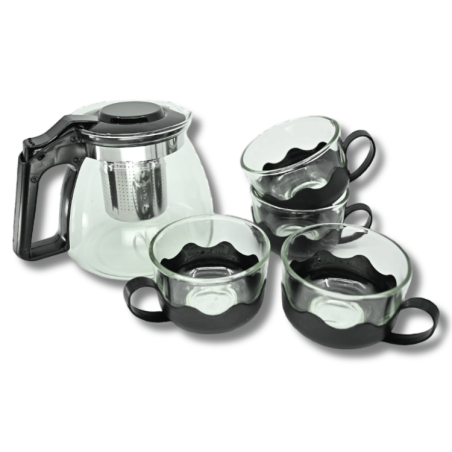 Set d'infusion Théière & Tasses | Verre/Inox | Set d'infusion Théière & Tasses | Verre/Inox |