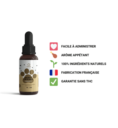 Huile CBD BIO pour Animaux au Poulet | 5% | Novaloa