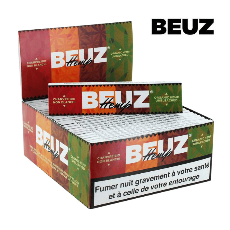 Feuilles Slim King Size Chanvre Bio non blanchies | Lot de 50x32 | Beuz