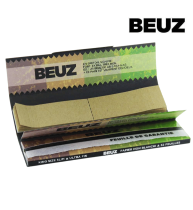 Feuilles Slim King Size non blanchies + filtres Brown | Lot de 24x32 | Beuz