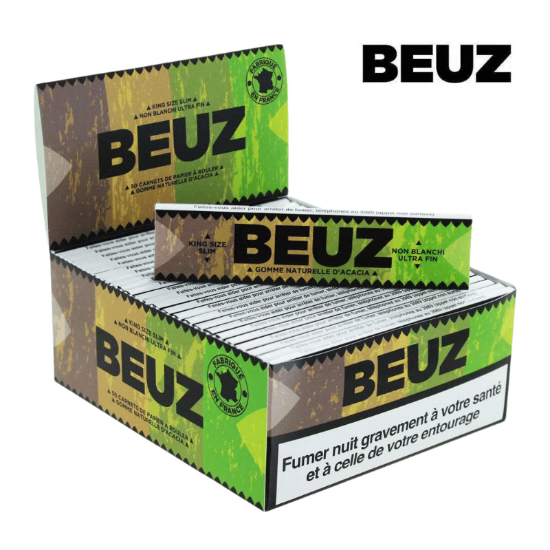 Feuilles Slim King Size non blanchies Brown | Lot de 50x32 | Beuz