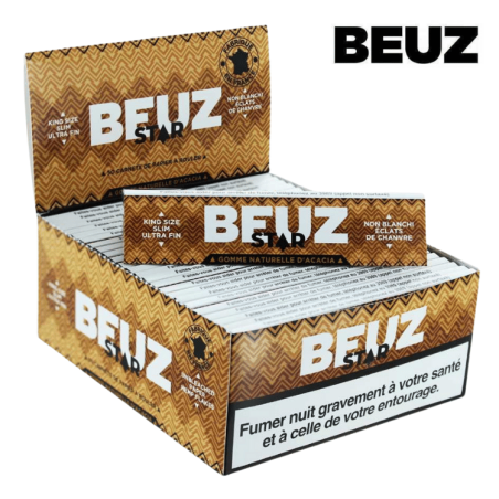 Feuilles Slim King Size non blanchies Star | Lot de 50x32 | Beuz Feuilles Slim King Size non blanchies Star | Lot de 50x32 | Beuz