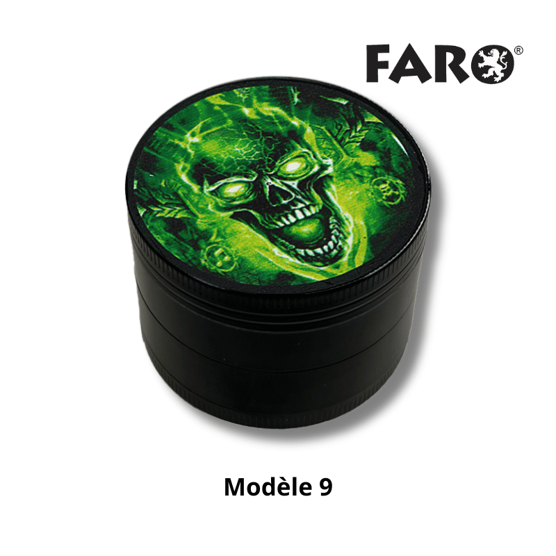 Grinder métal 50mm Green Skulls 9 | 5 parties | Faro